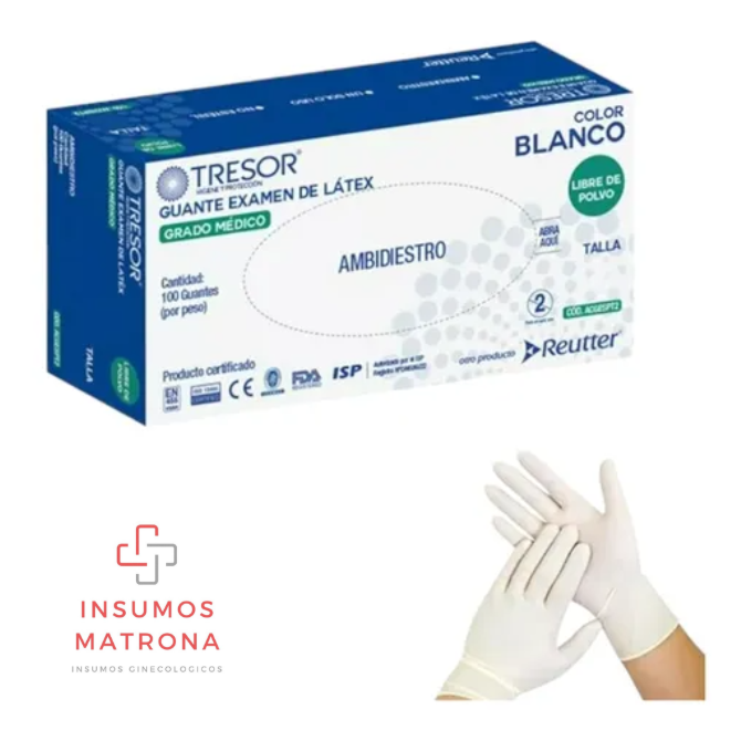 Guantes de Latex Libre polvo color Blanco - Talla S