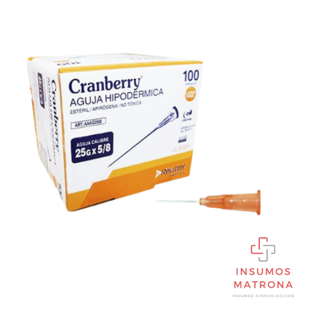 Agujas hipodérmicas 25G × 5/8” — Venta por caja 100 unid.