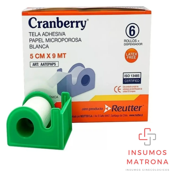 Tela adhesiva microporosa Cranberry 5 cm × 9 m — Por unidad